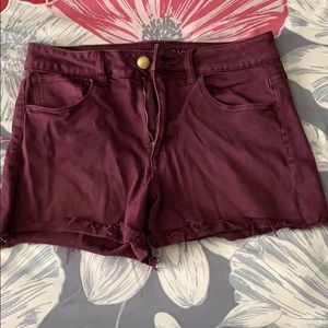 Purple distressed American Eagle high rise shorts